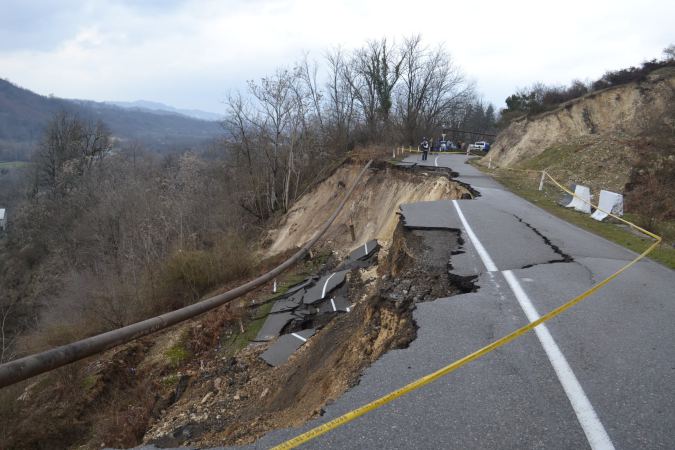 A landslide came down in the west of Georgia – the road was destroyed